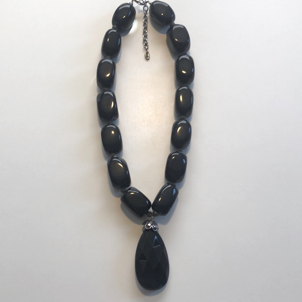 Barse Chunky Onyx Silver Necklace.